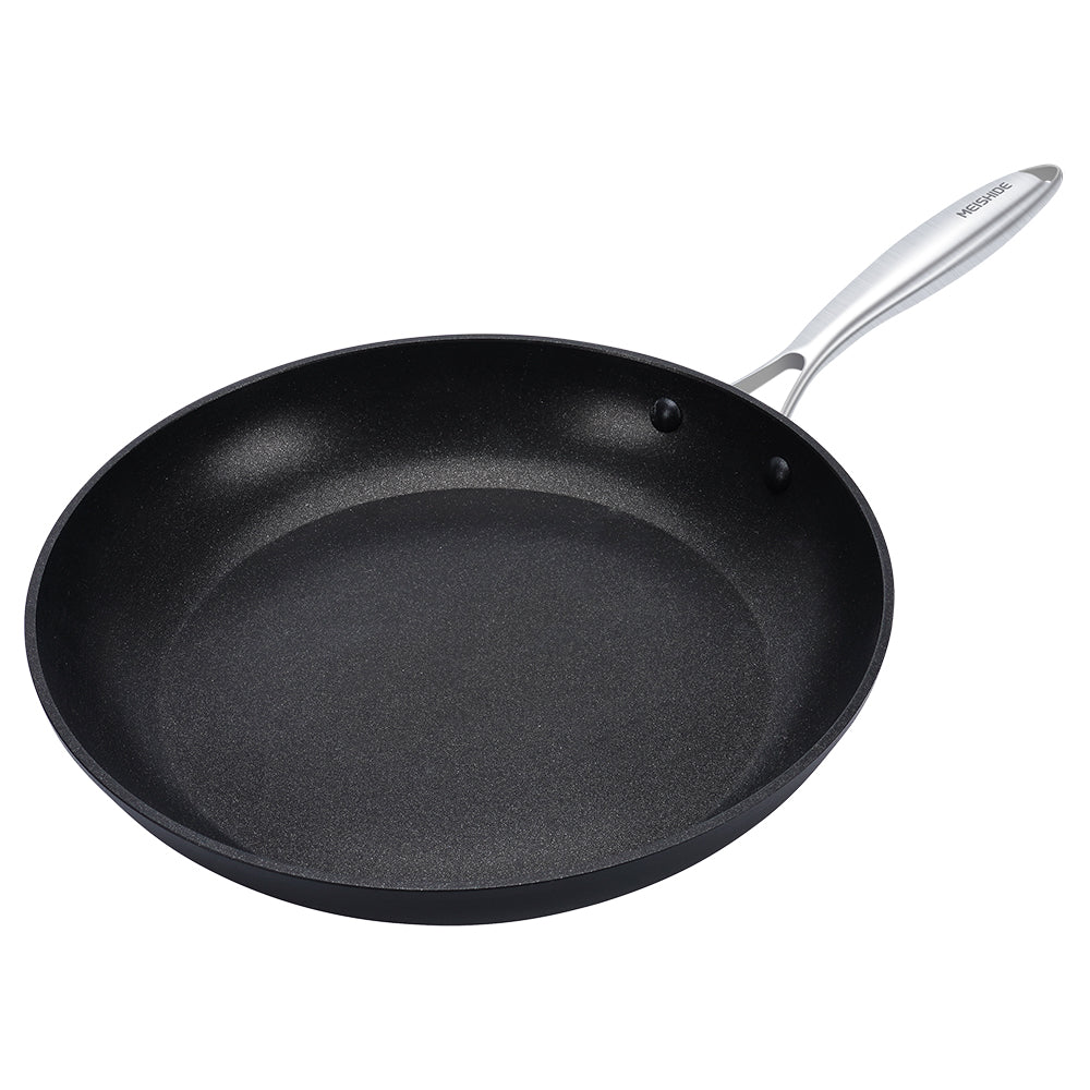 MEISHIDE 12" Frying Pan - Nonstick, Stainless Steel, Compatible with All Stovetops & Induction